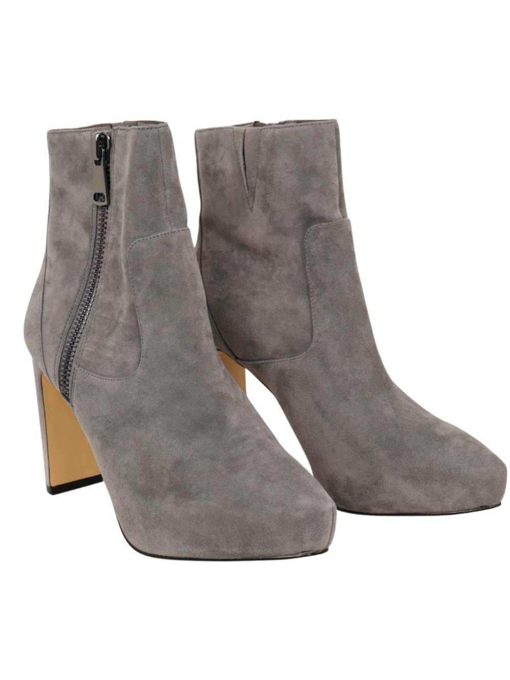 White House Black Market Boots Womens 7.5 Gray Suede Silver 4" Heel Booties